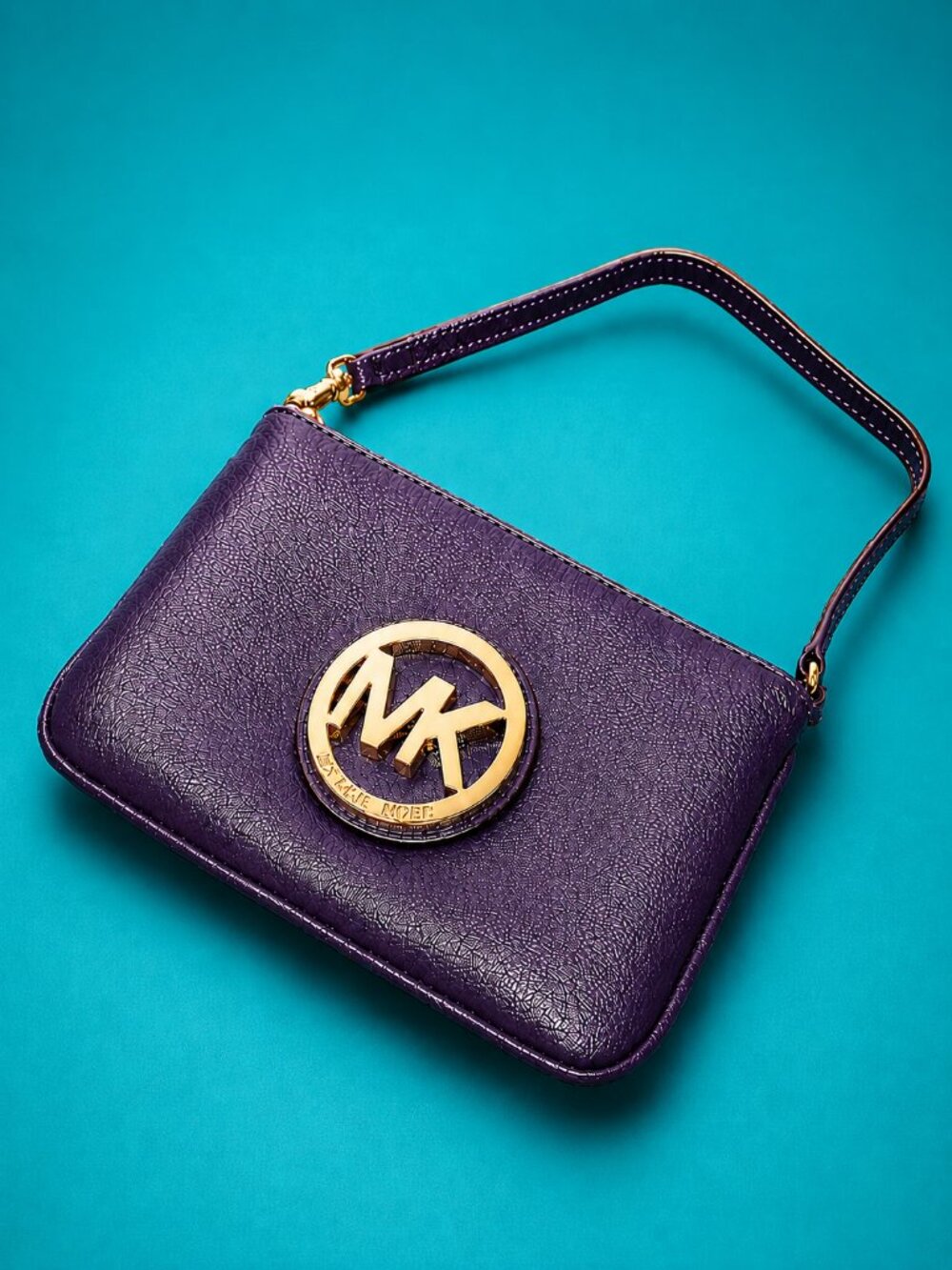 MICHAEL KORS Fulton Iris Purple Pebbled Leather Convertible Wristlet Bag 2018 - Picture 9 of 10